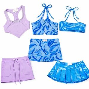 Y2K Outfit Bundle 3 Sets Mini Skirts & Crop Tops